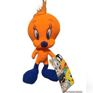 Looney tunes tweety bird plush neon orange 10" Warner Brothers toy factory‎ nwt